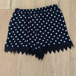 Polka Dot Lace Trim Sleep Shorts